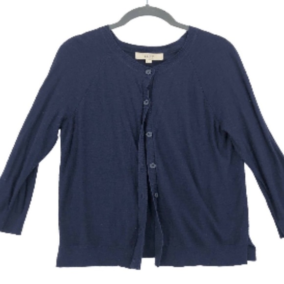 LOFT Women's Preowned Navy Blue Size Med Button Up Lightweight Cardigan Sweater - Picture 6 of 10